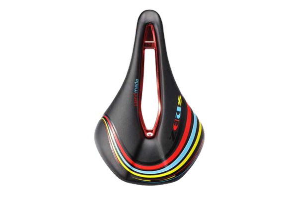 Седло ZEUS Z-S50 MTB Sport 245*155mm,рельсы сталь,анатомическое,черный\радужный,270гр